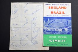 The Autographs of the Brazilian team who played England at Wembley on 9th May 1956