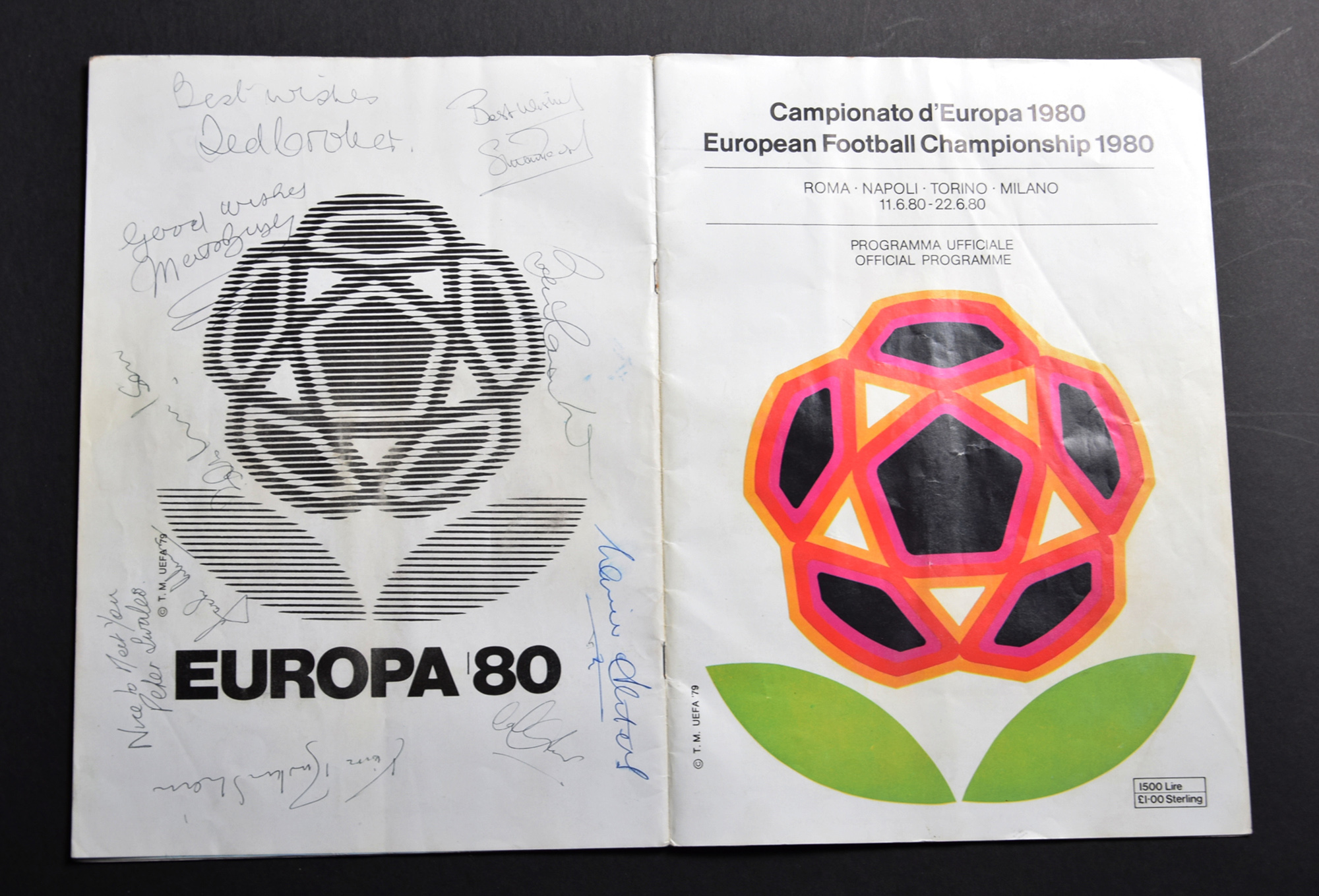 A signed 1980 European Championship Programme. The official Italian tournament issue - Image 2 of 3