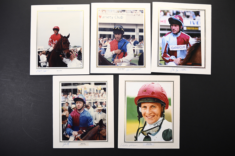 Horse racing photos, with Eddie Ahern etc, original signatures.