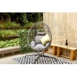 Free Delivery - Job lot of 5 x New Rattan Hanging Egg Chair With A Cushion and Pillow - Grey