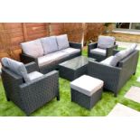 Free Delivery - Job lot of 5x 8-Seater Greenwich Rattan Chair & Sofa Garden Furniture Set - Black