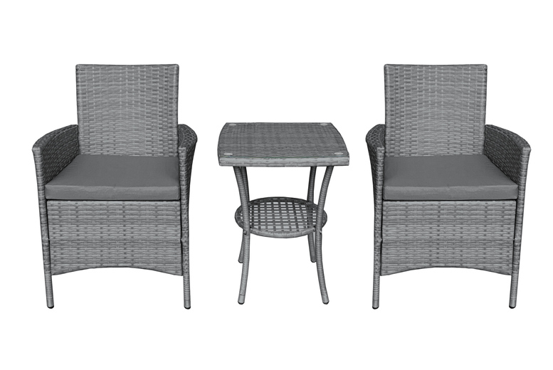 Free Delivery - 2-Seater Chiswick Rattan Bistro Set - Grey - Image 2 of 3