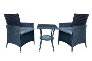Free Delivery - 2-Seater Chiswick Rattan Bistro Set - Black