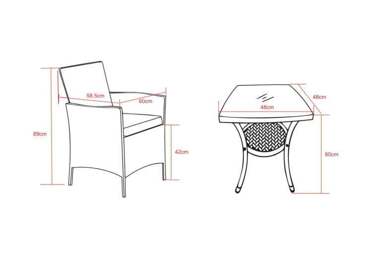 Free Delivery - 2-Seater Chiswick Rattan Bistro Set - Brown - Image 3 of 3