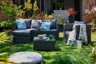 Free Delivery - 5-Seater Corner Sofa & Armchair Garden Rattan Furniture Set Canonbury - Grey