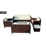 Free Delivery - 8-Seater Greenwich Rattan Chair & Sofa Garden Furniture Set - Brown