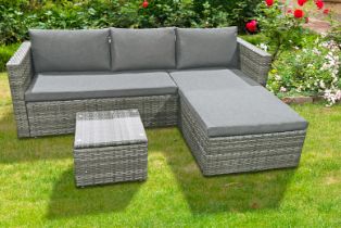 Free Delivery - Job lot of 5 x 4-Seater Corner Sofa Garden Furniture Set - Grey