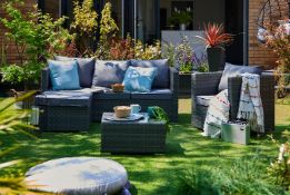 Free Delivery - 5-Seater Corner Sofa & Armchair Garden Rattan Furniture Set Canonbury - Grey