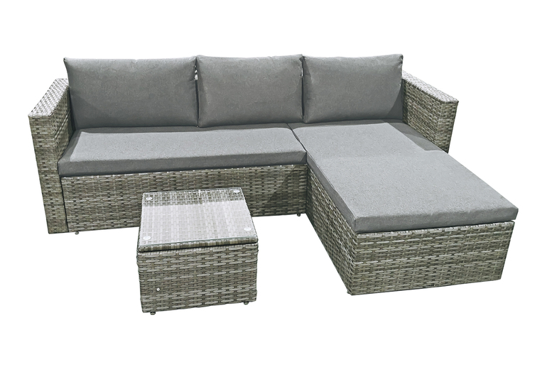 Free Delivery - 4-Seater Corner Sofa Garden Furniture Set - Grey - Image 2 of 3