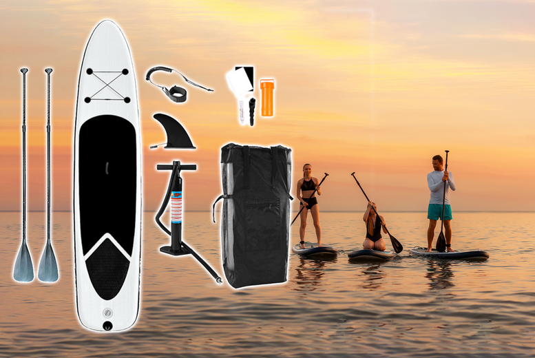 Free Delivery - Large 2-person Inflatable Paddle Board w/ Accessories - Black