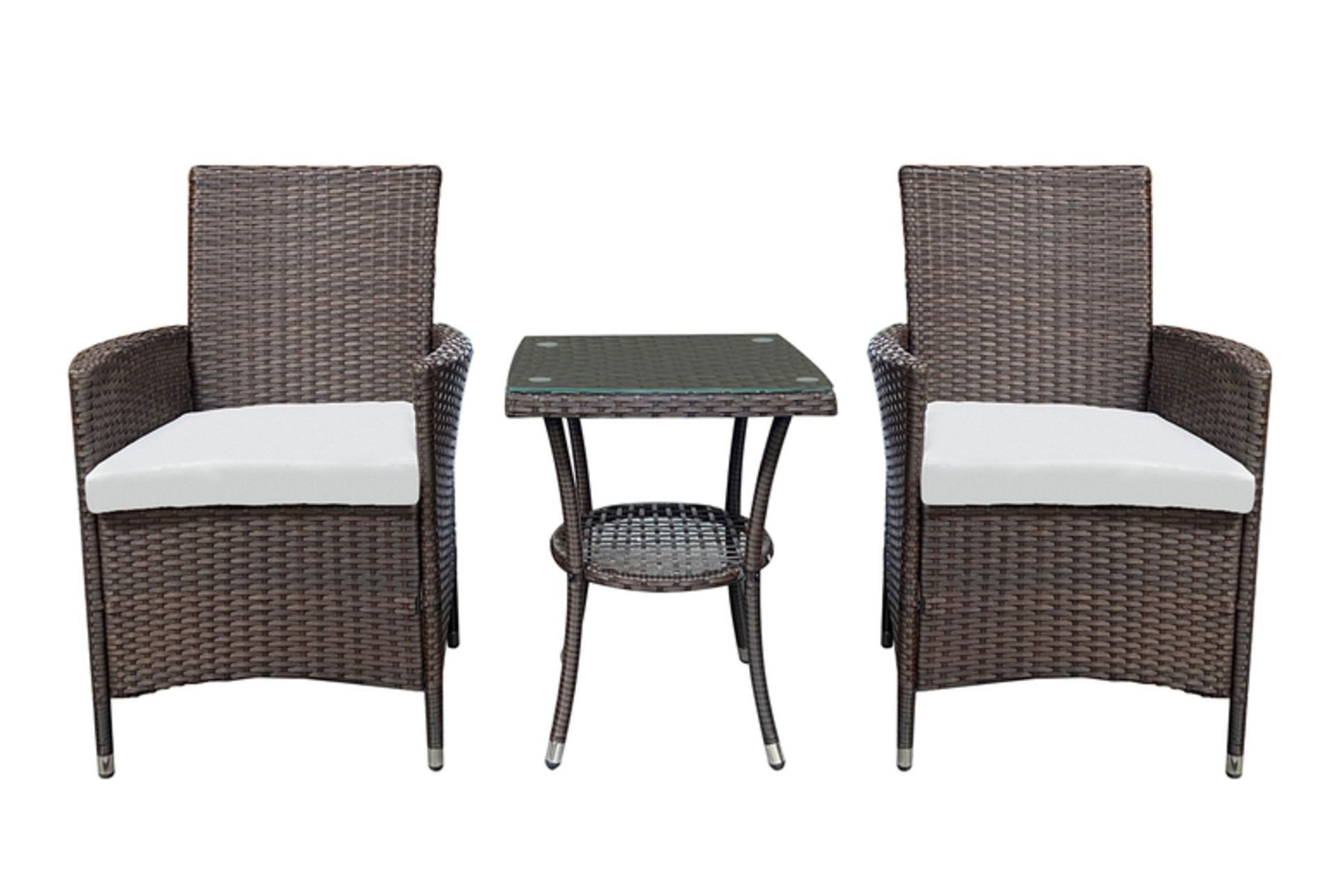 Free Delivery - 2-Seater Chiswick Rattan Bistro Set - Brown - Image 2 of 3
