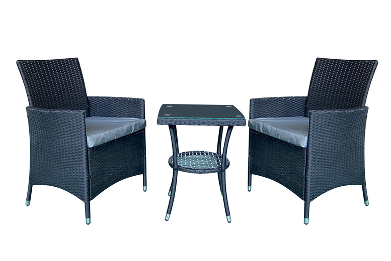 Free Delivery - Job lot of 5 x 2-Seater Chiswick Rattan Bistro Set - Black - Image 2 of 3