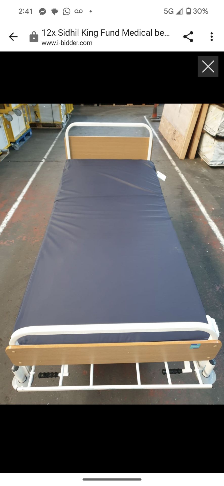 1 x Sidhil Kings Fund Hydraulic Hospital Bed With Mattress - Bild 2 aus 5