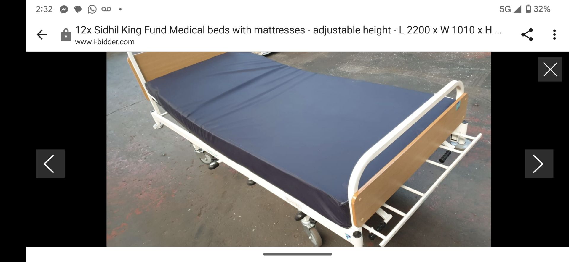 1 x Sidhil Kings Kund Hydraulic Hospital Bed With Mattress - Bild 3 aus 6