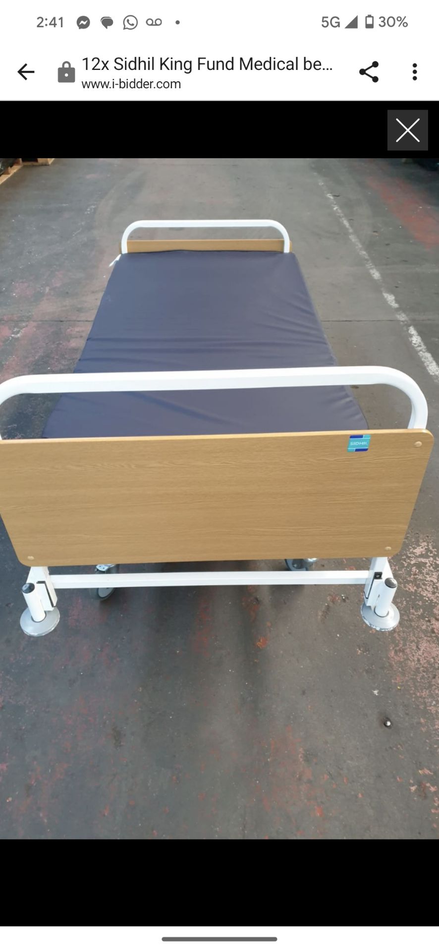 1 x Sidhil Kings Fund Hydraulic Hospital Bed With Mattress - Image 3 of 5