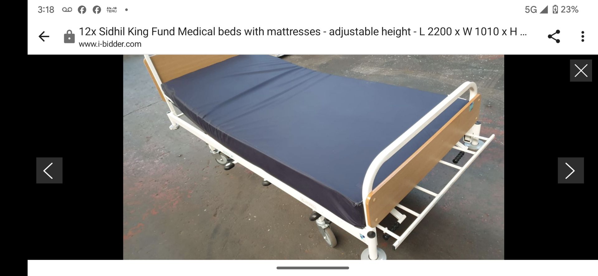 1 x Sidhil Kings Kund Hydraulic Hospital Bed With Mattress - Bild 5 aus 6