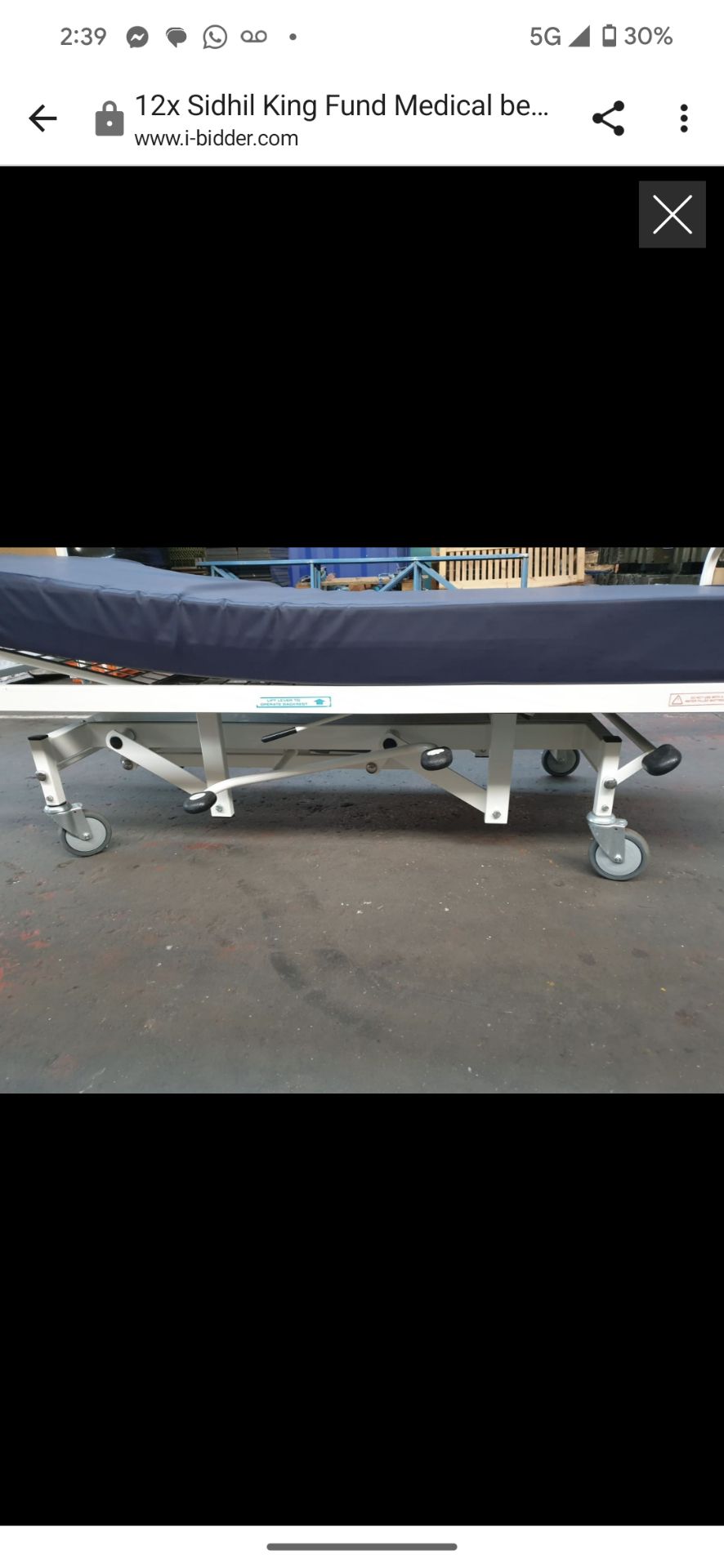 1 x Sidhil Kings Fund Hydraulic Hospital Bed With Mattress