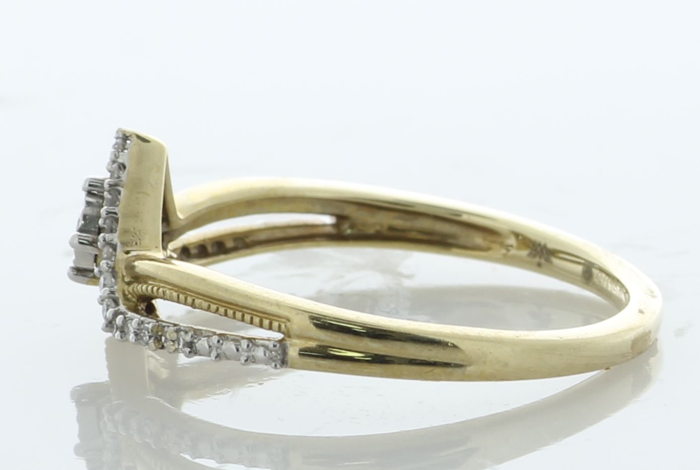 10ct Yellow Gold Crossover Wishbone Style Diamond Ring 0.10 Carats - Bild 4 aus 5