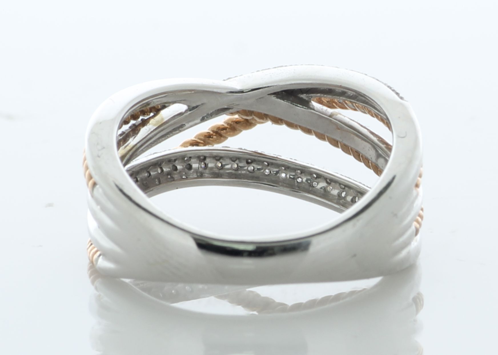 10ct White and Rose Gold Double Band and Rope Diamond Ring 0.33 Carats - Bild 4 aus 5