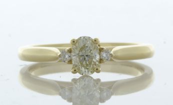 18ct Yellow Gold Oval Cut Diamond Shoulder Set Ring 0.50 Carats