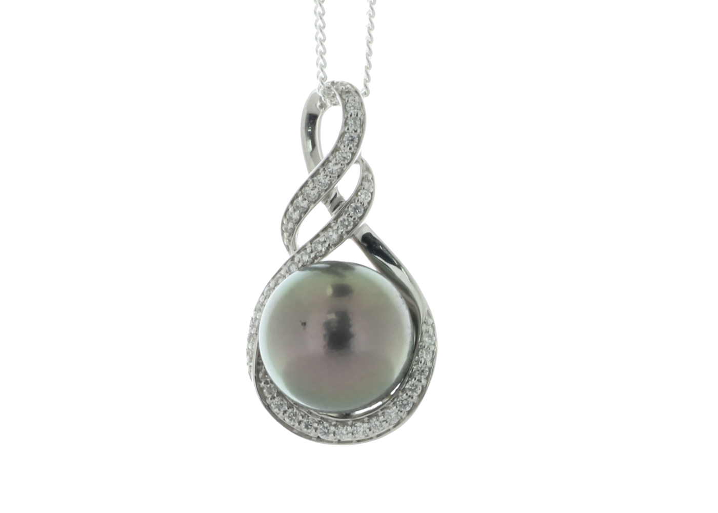 18ct White Gold Diamond and Pearl Drop Pendant (PL1.00) 0.21 Carats - Image 2 of 3