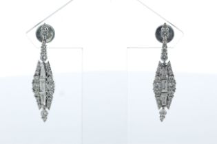 18ct White Gold Diamond Drop Earring 1.75 Carats