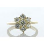 18ct Yellow Gold Round Cluster Claw Set Diamond Ring 1.26 Carats