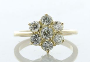 18ct Yellow Gold Round Cluster Claw Set Diamond Ring 1.26 Carats