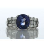 Platinum Oval GIA Sapphire and Diamond Ring (S3.28) 0.76 Carats