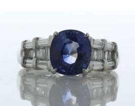 Platinum Oval GIA Sapphire and Diamond Ring (S3.28) 0.76 Carats