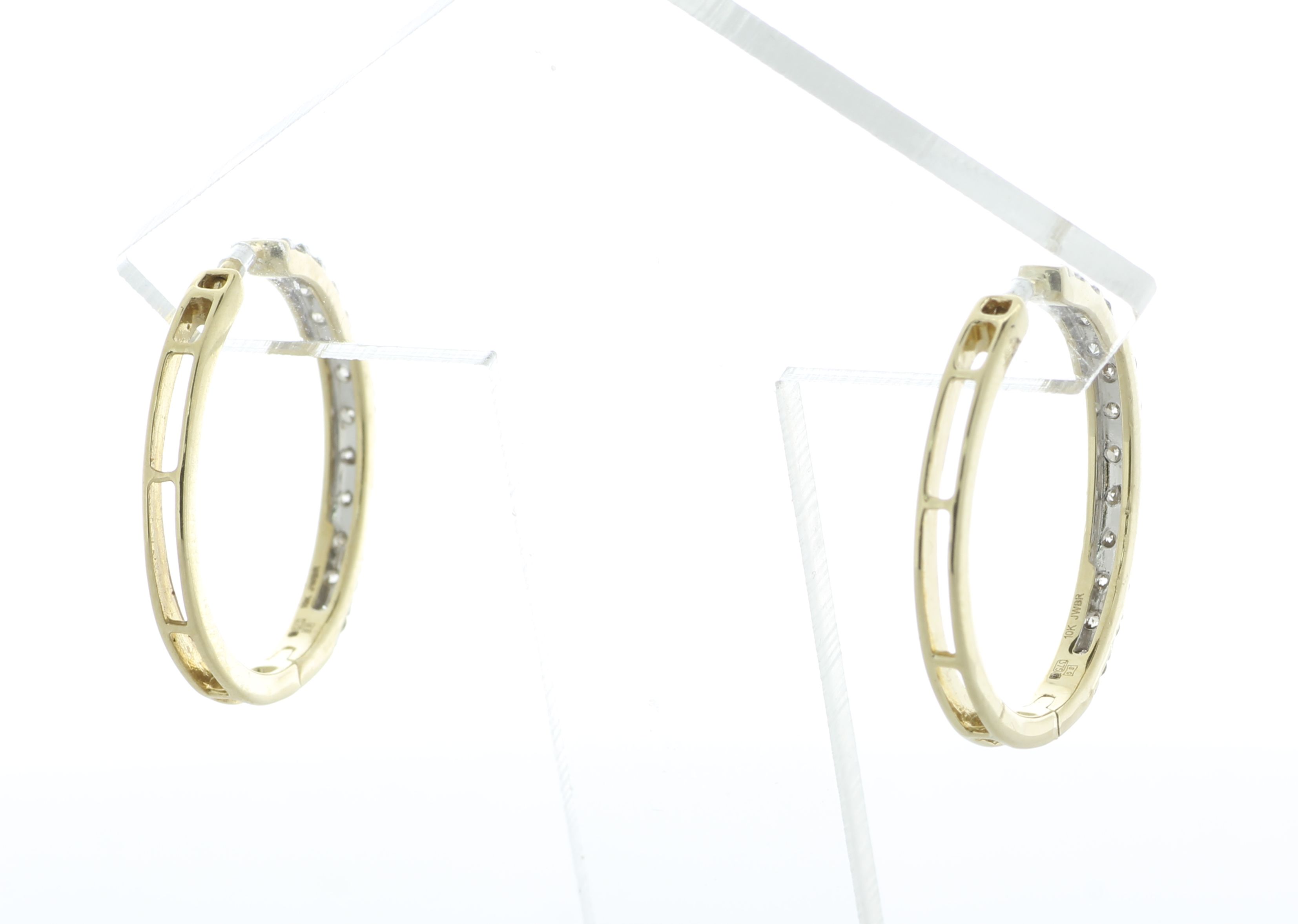 10ct Yellow Gold Claw Set Semi Eternity Diamond Hoop Earring 1.02 Carats - Bild 5 aus 6