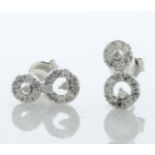 18ct White Gold Round Cluster Claw Set Diamond Earring 0.35 Carats