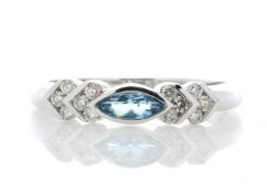 9ct White Gold Diamond and Blue Topaz Ring