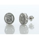 10ct White Gold Oval Cluster Claw Set Diamond Earring 0.50 Carats