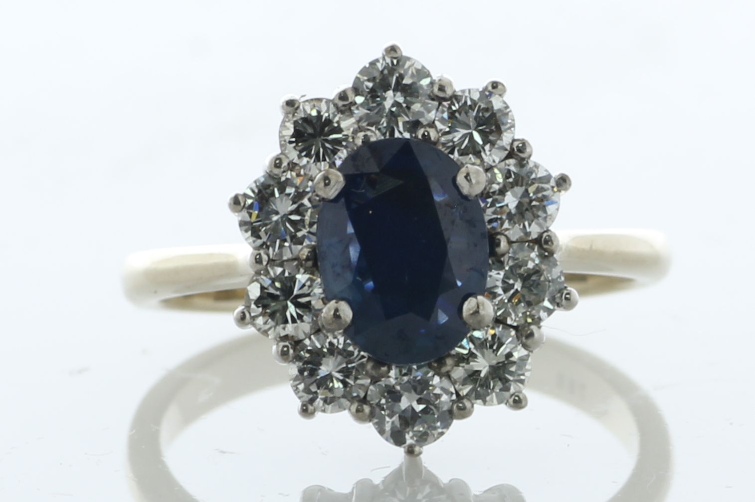 18ct Yellow Gold Oval Cluster Diamond and Sapphire Ring (S1.53) 1.00 Carats