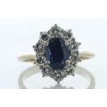 18ct Yellow Gold Oval Cluster Diamond and Sapphire Ring (S1.53) 1.00 Carats