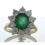 18ct Yellow Gold Diamond and Oval Emerald Ring (E4.00) 2.00 Carats