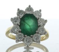 18ct Yellow Gold Diamond and Oval Emerald Ring (E4.00) 2.00 Carats
