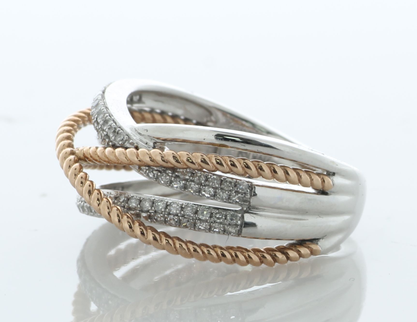 10ct White and Rose Gold Double Band and Rope Diamond Ring 0.33 Carats - Image 2 of 5
