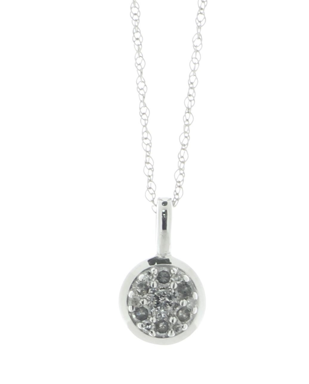 9ct White Gold Round Cluster Diamond Pendant and Chain 0.16 Carats