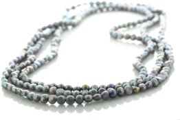 64 Inch Baroque Shaped Grey 5.0 - 6.0mm Pearl Necklace