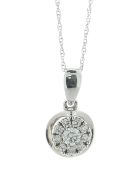 10ct White Gold Diamond Cluster Pendant and 18" Chain 0.25 Carats