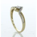 10ct Yellow Gold Crossover Wishbone Style Diamond Ring 0.10 Carats