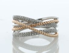 10ct White and Rose Gold Double Band and Rope Diamond Ring 0.33 Carats
