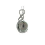 18ct White Gold Diamond and Pearl Drop Pendant (PL1.00) 0.21 Carats