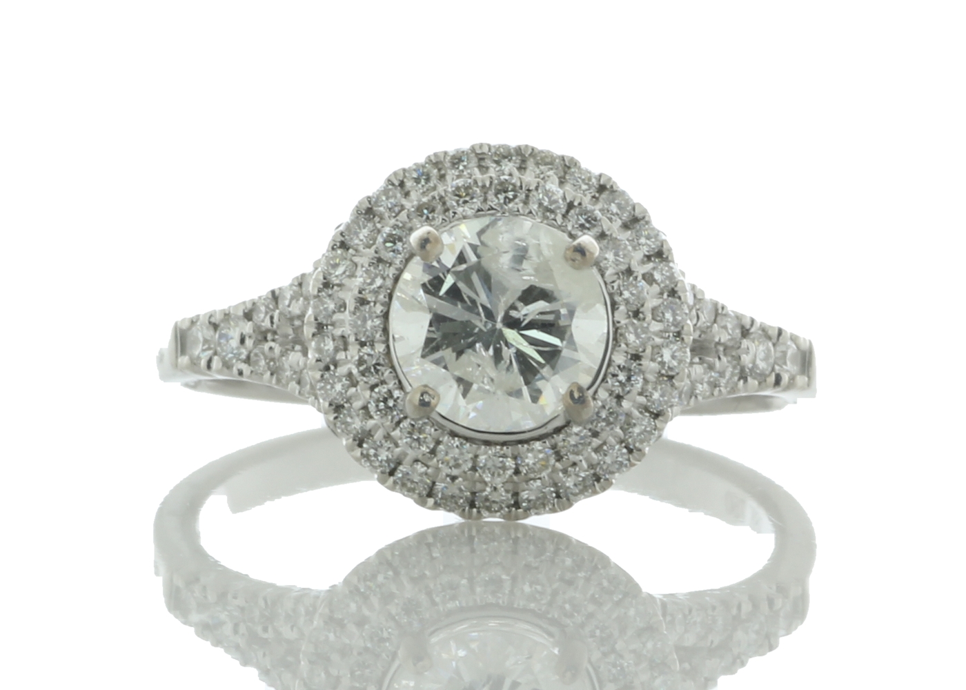 18ct White Gold Single Stone With Halo Setting Ring (0.86) 1.21 Carats
