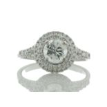 18ct White Gold Single Stone With Halo Setting Ring (0.86) 1.21 Carats