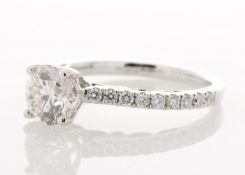 18ct White Gold Diamond Ring With Stone Set Shoulders 1.46 Carats
