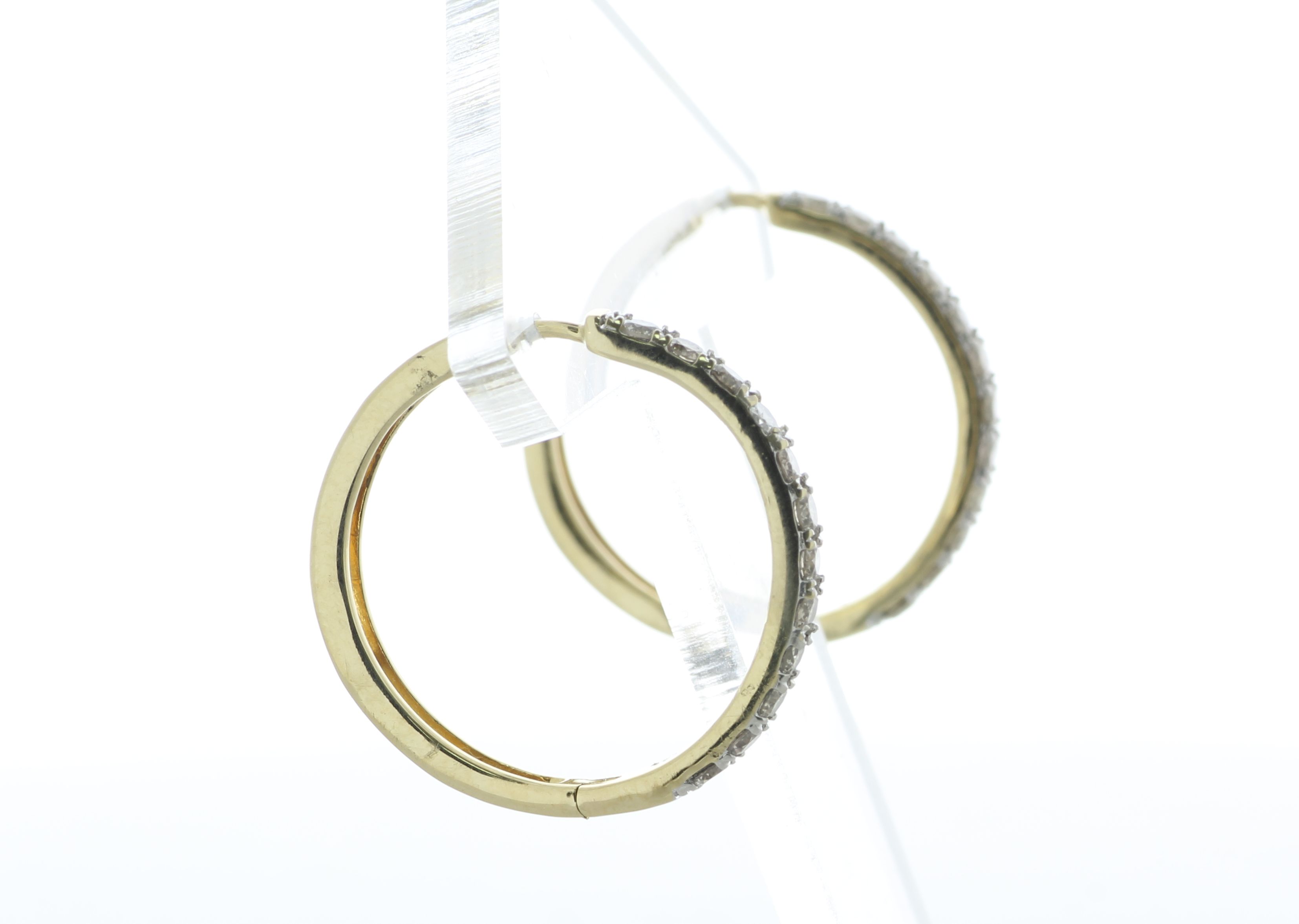 10ct Yellow Gold Claw Set Semi Eternity Diamond Hoop Earring 1.02 Carats - Bild 4 aus 6