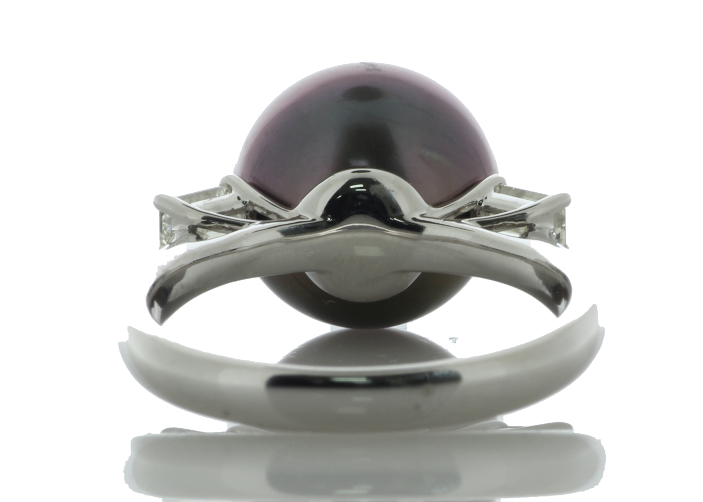 18ct White Gold South Sea Pearl and Baguette Cut Diamond Ring (PL11) 0.41 Carats - Image 4 of 5
